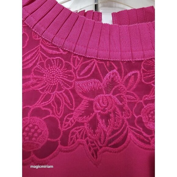 BNWT TED BAKER London Zaffron Embroidered Fit & Flare Dress Barbie Pink - Picture 9 of 15